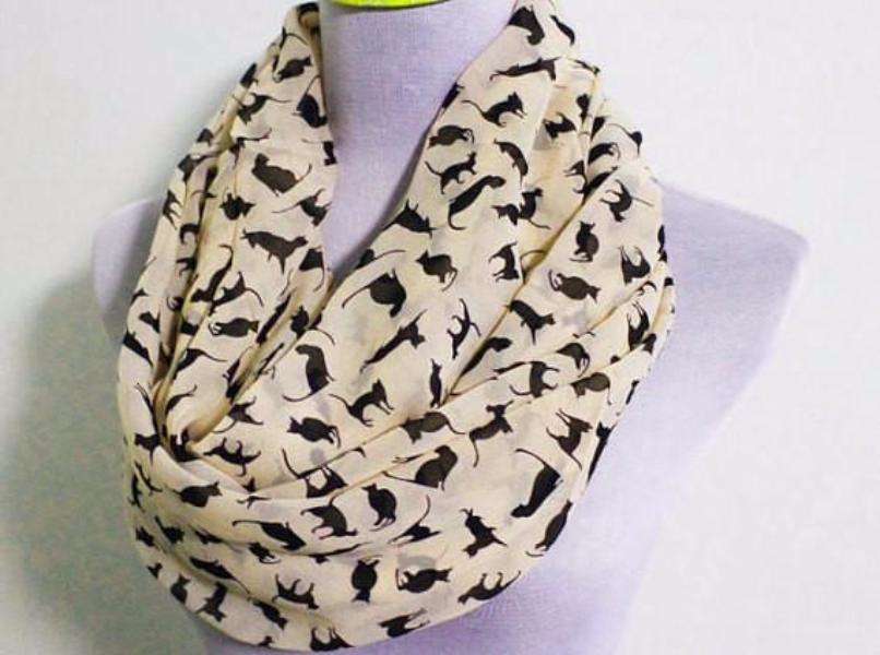 Black Cat Chiffon Scarf - Bean Concept - Etsy