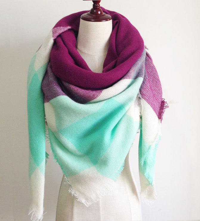 Pink Green Plaid Blanket Scarf - Bean Concept - Etsy