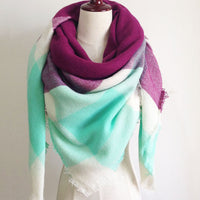 Pink Green Plaid Blanket Scarf - Bean Concept - Etsy