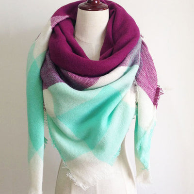 Pink Green Plaid Blanket Scarf - Bean Concept - Etsy