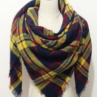 Pink Green Plaid Blanket Scarf - Bean Concept - Etsy