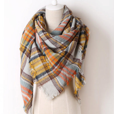Yellow Tartan Blanket Scarf - Bean Concept - Etsy