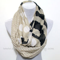 Khaki and Black Polka Dot Infinity Scarf - Bean Concept - Etsy