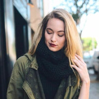 Black Knit Infinity Scarf - Bean Concept - Etsy