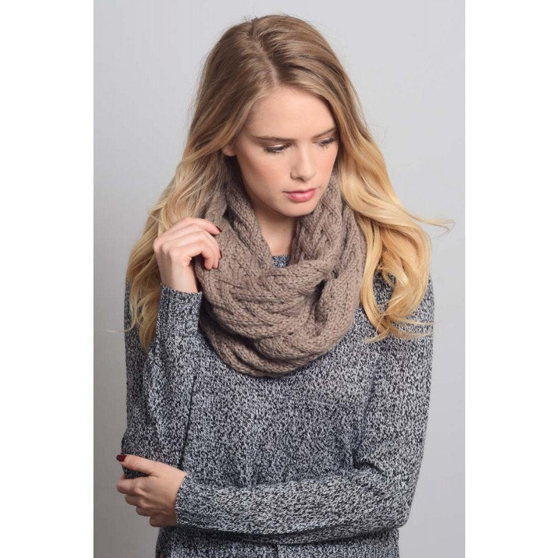 Beige Herringbone Knit Infinity Scarf - Bean Concept - Etsy
