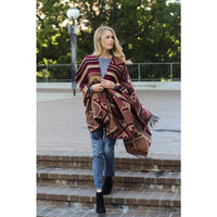 Burgundy Red Oversize Blanket Scarf with Fringe - Bean Concept - Etsy