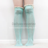 mint lace womens leg warmers - Bean Concept - Etsy
