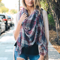 Plaid Blanket Scarf - Bean Concept - Etsy