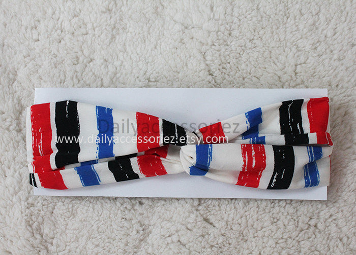 red and white striped workout headband - Bean Concept - Etsy