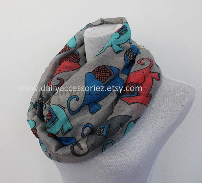 Gray Elephant Infinity Scarf - Bean Concept - Etsy