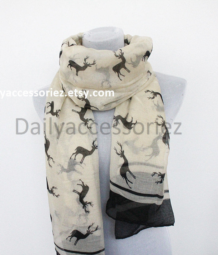 Beige Deer Scarf - Bean Concept - Etsy