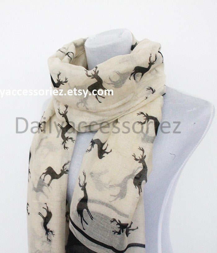 Beige Deer Scarf - Bean Concept - Etsy
