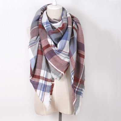 Blue Red Plaid Blanket Scarf - Bean Concept - Etsy