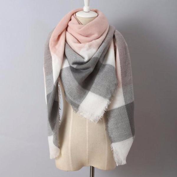 Blue Red Plaid Blanket Scarf - Bean Concept - Etsy