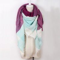 Blue Red Plaid Blanket Scarf - Bean Concept - Etsy