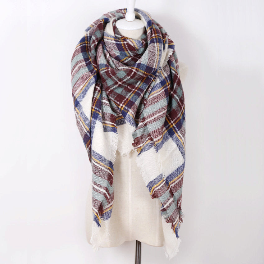 Blue Red Plaid Blanket Scarf - Bean Concept - Etsy