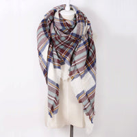Blue Red Plaid Blanket Scarf - Bean Concept - Etsy
