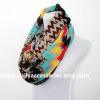 Aztec Colorblock Infinity Scarf - Bean Concept - Etsy