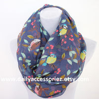 Blue Bird on Branch Infinity Scarf - Bean Concept - Etsy