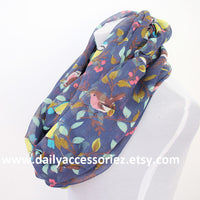 Blue Bird on Branch Infinity Scarf - Bean Concept - Etsy