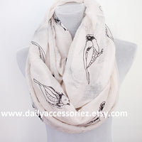 Beige Bird Infinity Scarf - Bean Concept - Etsy