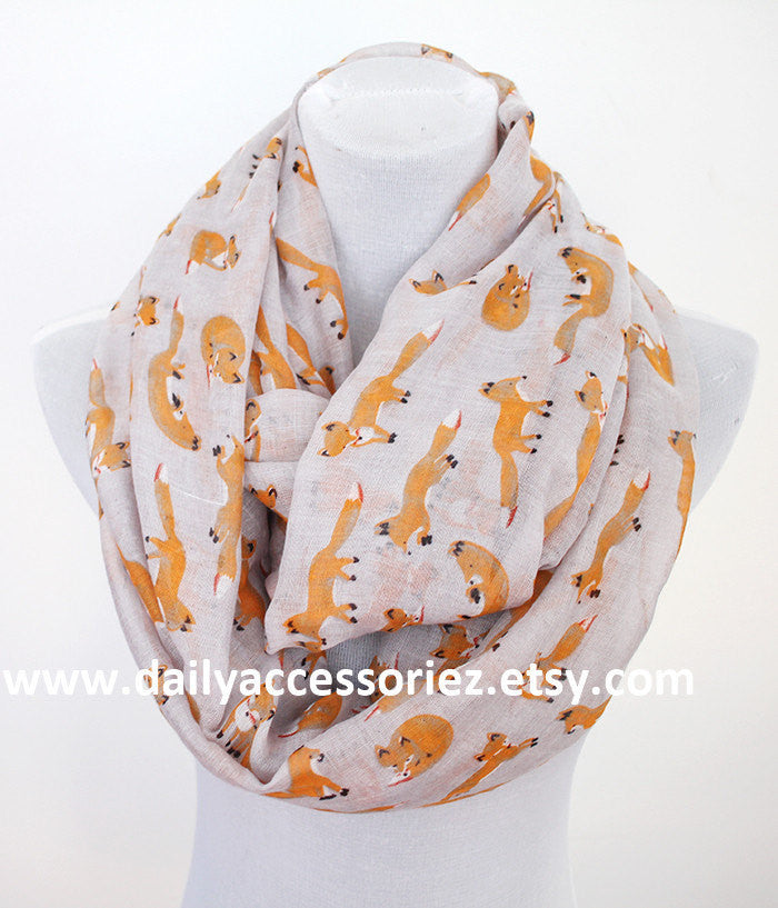 Gray Fox Infinity Scarf - Bean Concept - Etsy