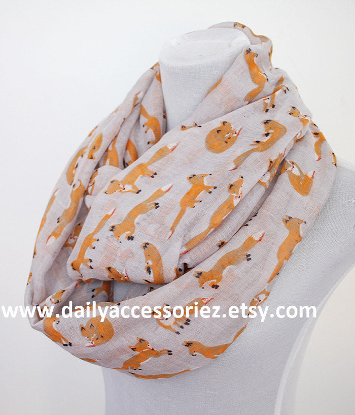 Gray Fox Infinity Scarf - Bean Concept - Etsy