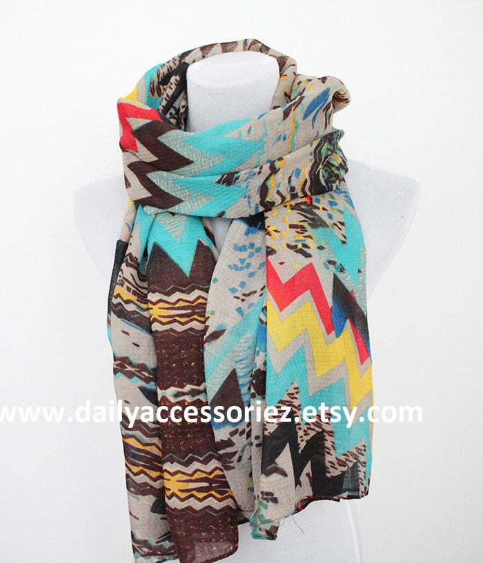 Aztec Colorblock Infinity Scarf - Bean Concept - Etsy