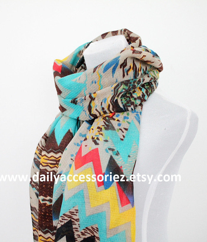 Aztec Colorblock Infinity Scarf - Bean Concept - Etsy