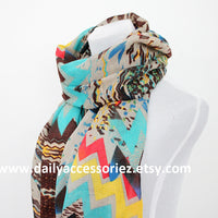 Aztec Colorblock Infinity Scarf - Bean Concept - Etsy