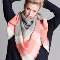 Gray and Coral Blanket Scarf - Bean Concept - Etsy