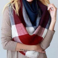 Red and Navy Blanket Scarf - Bean Concept - Etsy