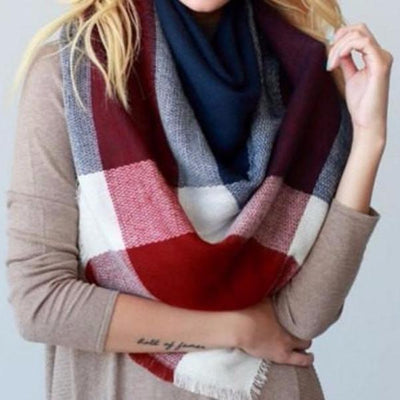 Red and Navy Blanket Scarf - Bean Concept - Etsy