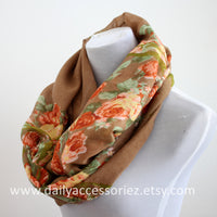 Brown Rose Infinity Scarf - Bean Concept - Etsy