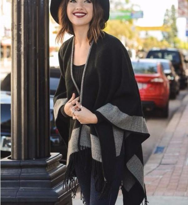 Black Oversized Blanket Scarf - Bean Concept - Etsy