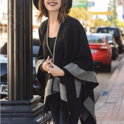 Black Oversized Blanket Scarf - Bean Concept - Etsy