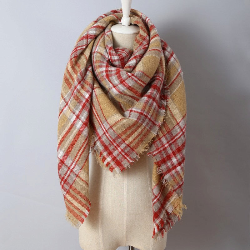 Gray and Brown Plaid Blanket Scarf - Bean Concept - Etsy