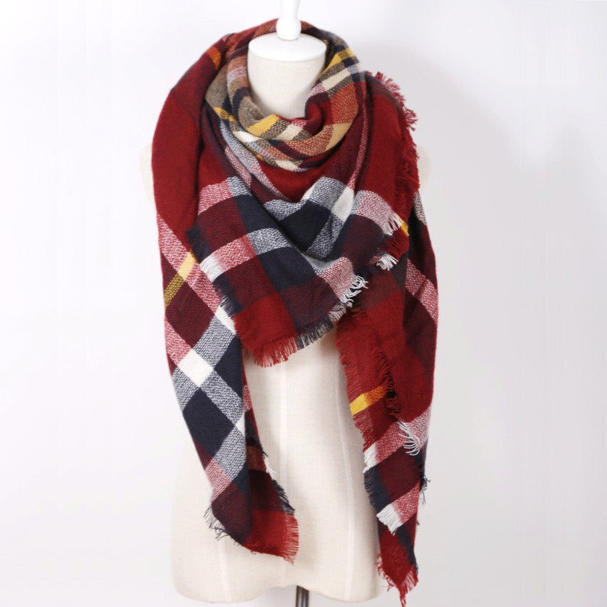 Gray and Brown Plaid Blanket Scarf - Bean Concept - Etsy
