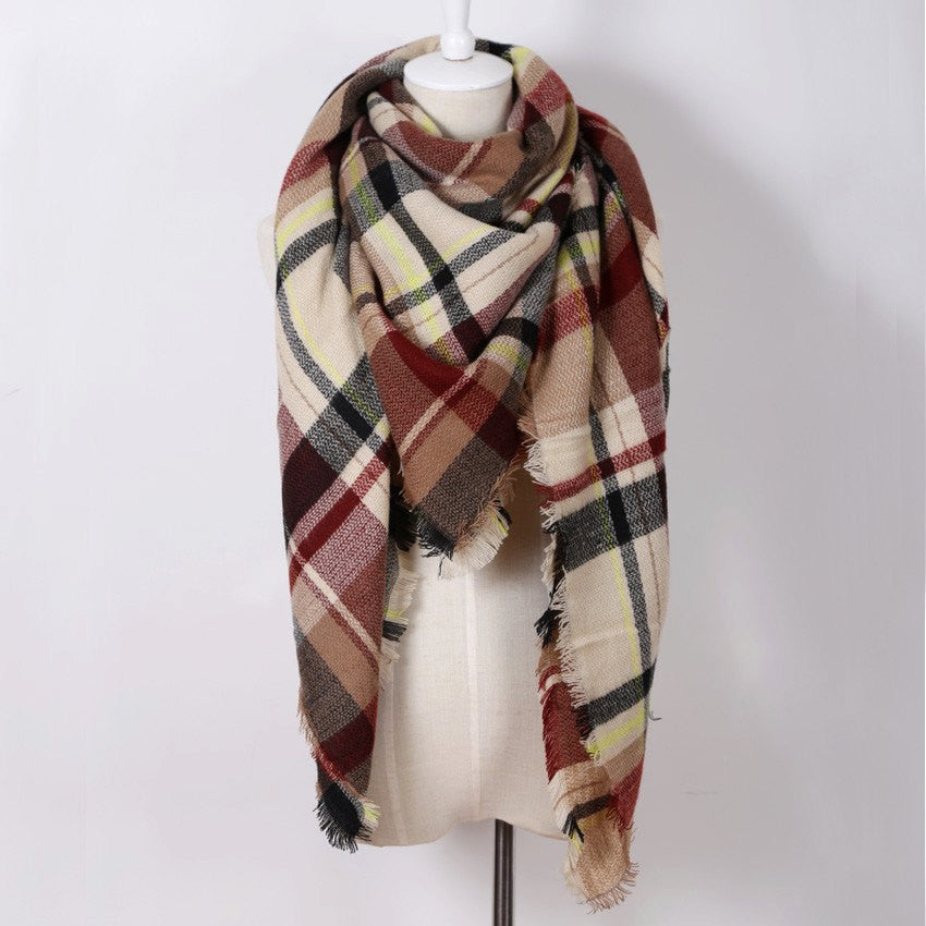 Gray and Brown Plaid Blanket Scarf - Bean Concept - Etsy