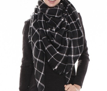 Oversize Plaid Blanket Scarf - Bean Concept - Etsy