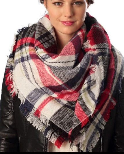 Oversize Plaid Blanket Scarf - Bean Concept - Etsy