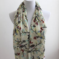 Beige Bird on Branch Infinity Scarf - Bean Concept - Etsy