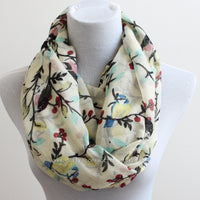 Beige Bird on Branch Infinity Scarf - Bean Concept - Etsy