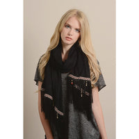 Black Bohemian Tassels Scarf - Bean Concept - Etsy