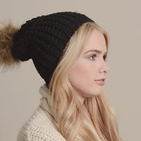 Mocha Brown Pom Pom Fur Ball Beanie - Bean Concept - Etsy