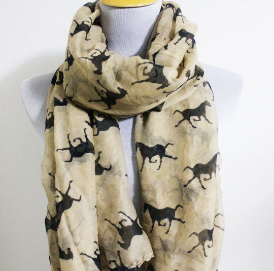 Khaki Horse Scarf - Bean Concept - Etsy