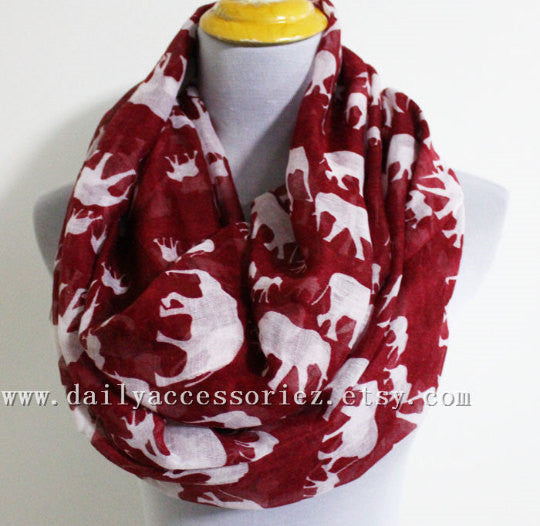 Red Elephant Infinity Scarf - Bean Concept - Etsy