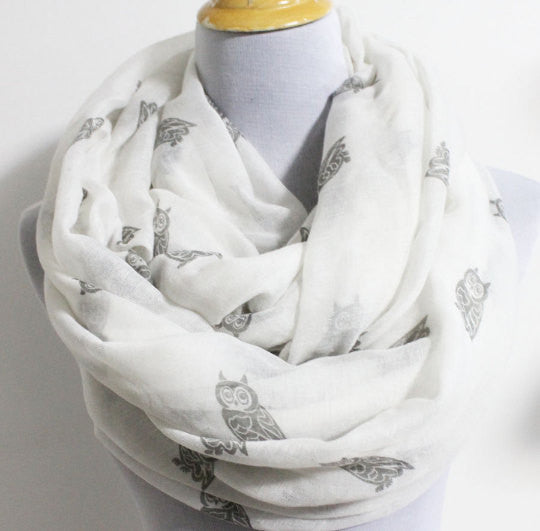 Taupe Owl Infinity Scarf - Bean Concept - Etsy