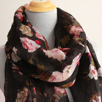 Black Flower Scarf - Bean Concept - Etsy