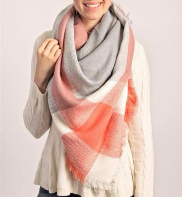 Black and Pink Plaid Blanket Scarf - Bean Concept - Etsy